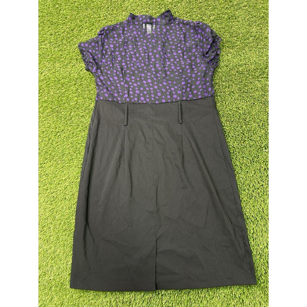 Alyx Limited Women Dress Size 16 Black Purple Polka Dot Work Office